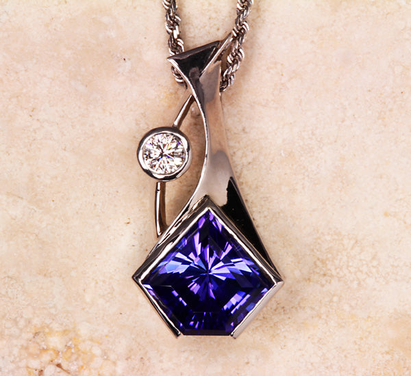 Natural Unheated Color Tanzanite Pendant Designed by Christopher Michael