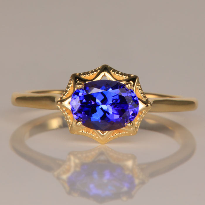 14K Yellow Gold Oval Tanzanite Ring 1.07 Carats