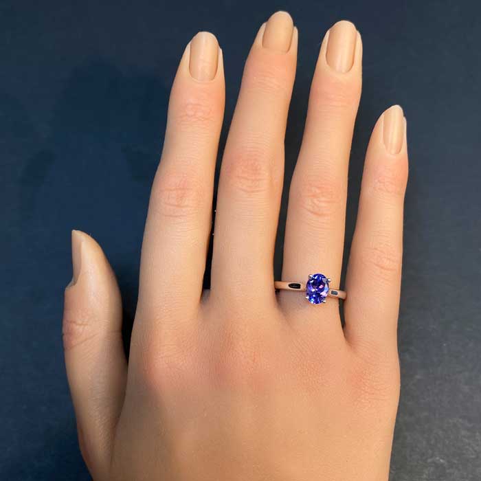 14K White Gold Tanzanite Solitaire Ring 1.31 Carats