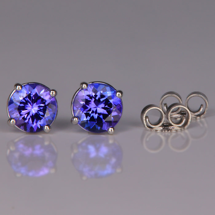14K White Gold Tanzanite Stud Earrings 1.32 Carats