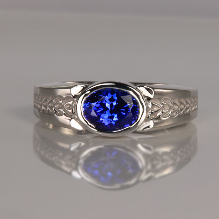 14K White Gold Oval Tanzanite Ring 1.71 Carats