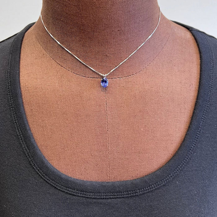 14K White Gold Oval Tanzanite Pendant 2.29 Carats (Chain Not Included)