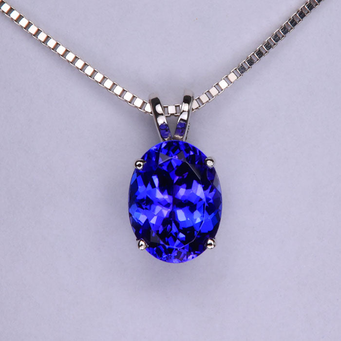 14K White Gold Oval Tanzanite Pendant 2.29 Carats (Chain Not Included)