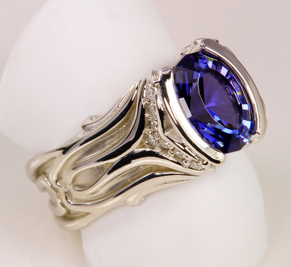 Tanzanite Diamond Ring With Precision Cut AAA Tanzanite