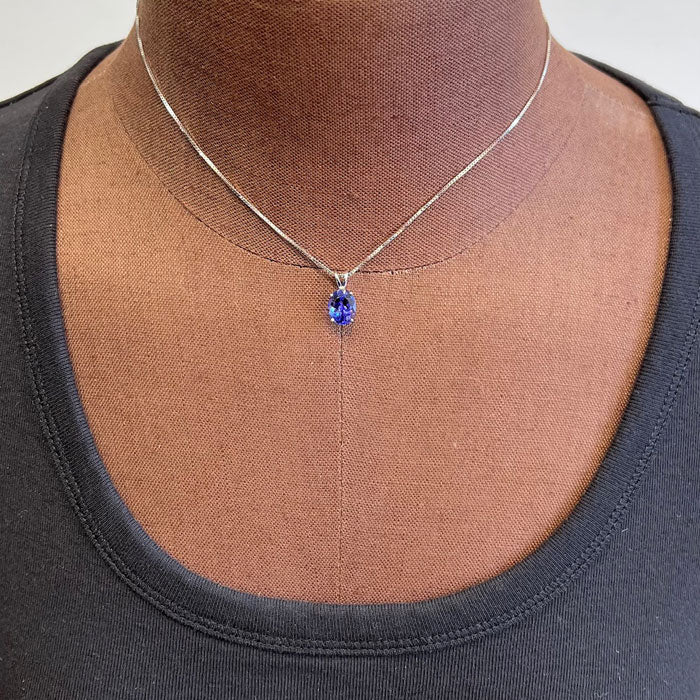 14K White Gold Oval Tanzanite Pendant 3.10 Carats (Chain Not Included)