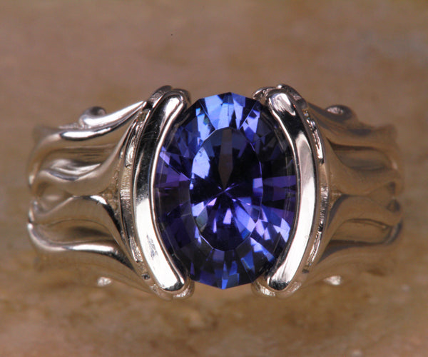 Tanzanite Diamond Ring With Precision Cut AAA Tanzanite