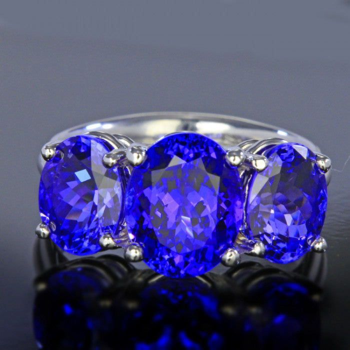 Tanzanite Three Stone Ring 7.13 Carats