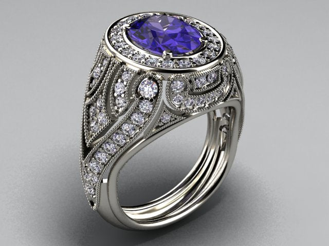 Diamond and Tanzanite Ring