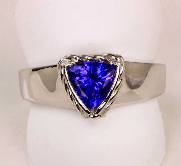 On hold Christopher Michael Designed .85 Carat Trilliant Tanzanite Ring With Diamond