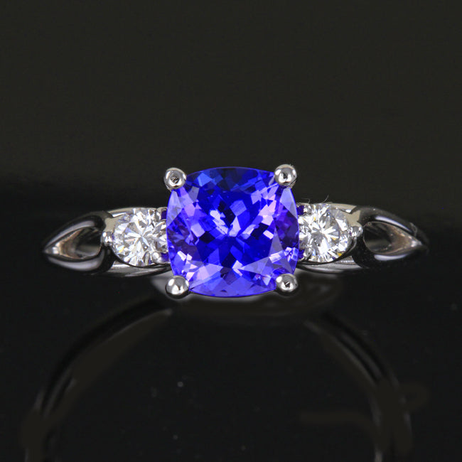 Square Cushion Tanzanite Ring 1.73 Carats