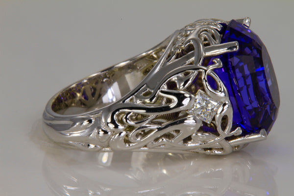 Art Nouveau Tanzanite and Diamond Ring by Christopher Michael