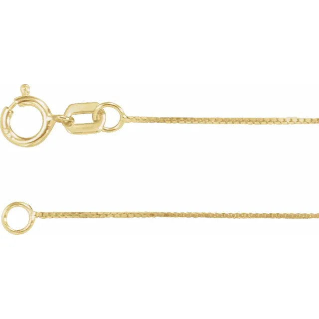 14K Gold .55 mm Box Chain with Spring RIng Clasp