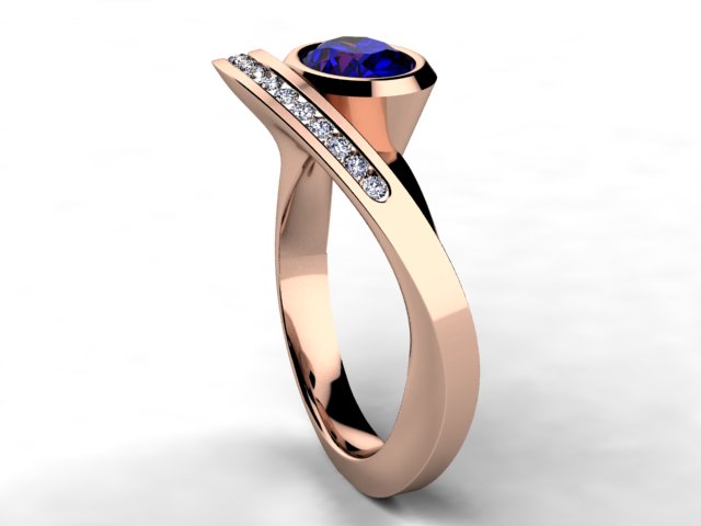 Oval Bluish Violet Vivid Color Tanzanite and Diamond Ring