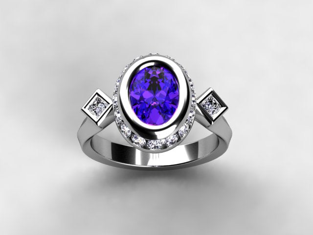 Christopher Michael Designed Ring with Oval Tanzanite