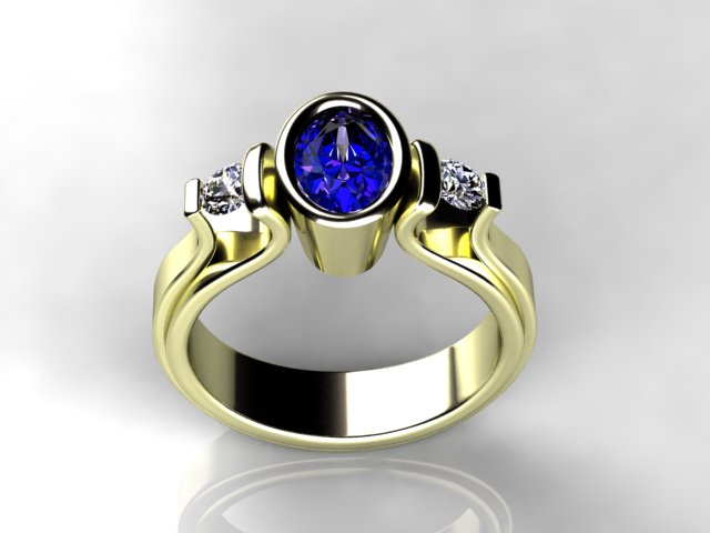 Custom Oval Tanzanite with .25 Carats of Ideal Cut Diamonds