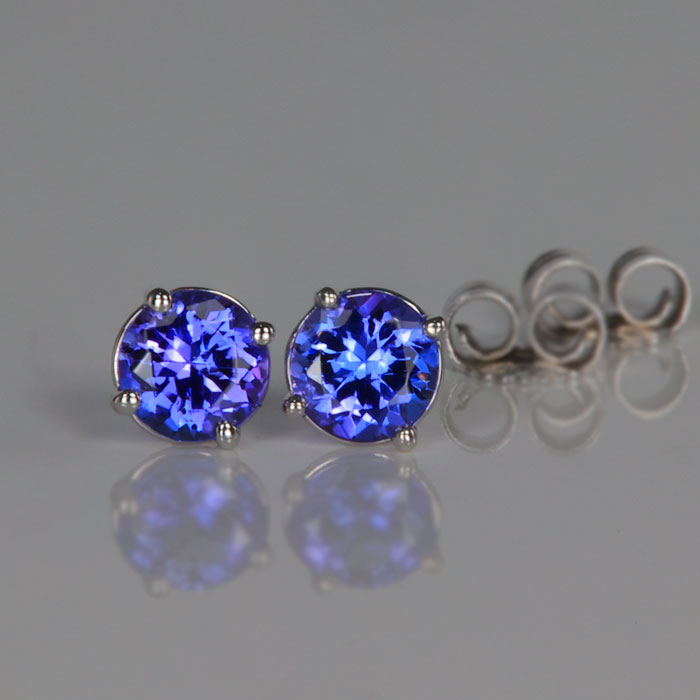14K White Gold Tanzanite Stud Earrings .99 Carats