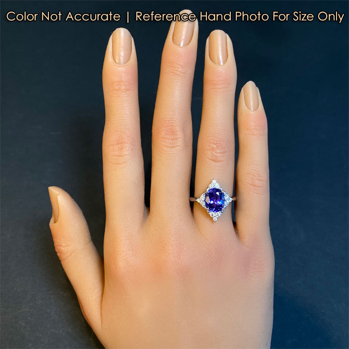 14K White Gold Oval Tanzanite and Diamond Ring 3.04 Carats