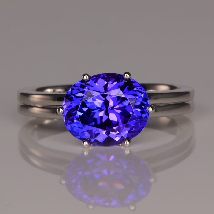 14K White Gold Oval Tanzanite Ring 3.40 Carats