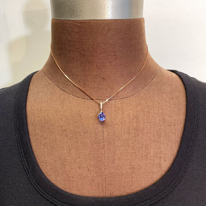 14K Rose Gold Tanzanite and Diamond Pendant 2.43 Carats