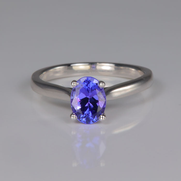 14K White Gold Tanzanite Solitaire Ring 1.31 Carats