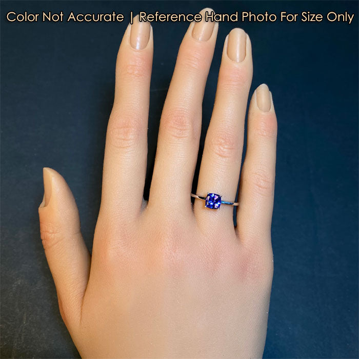 14K White Gold Square Cushion Tanzanite Ring 1.02 Carats