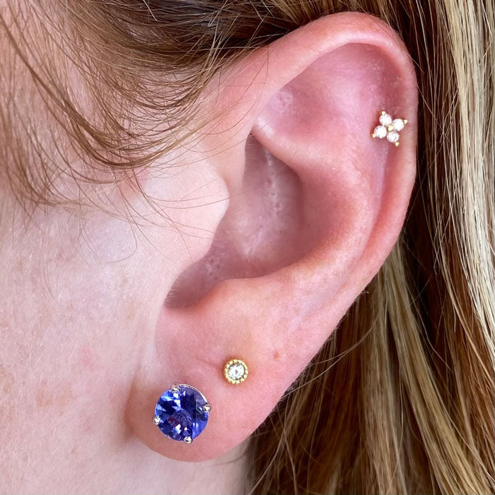 14K White Gold Tanzanite Stud Earrings 1.80 Carats