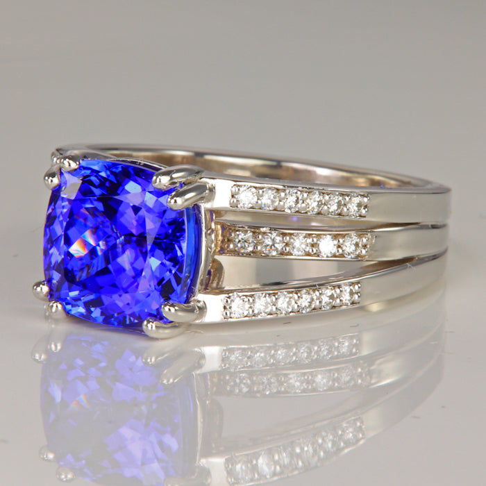 14K White Gold Tanzanite and Diamond Ring 5.05 Carats*