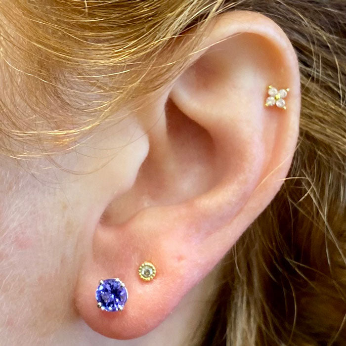 14K White Gold Tanzanite Stud Earrings .99 Carats