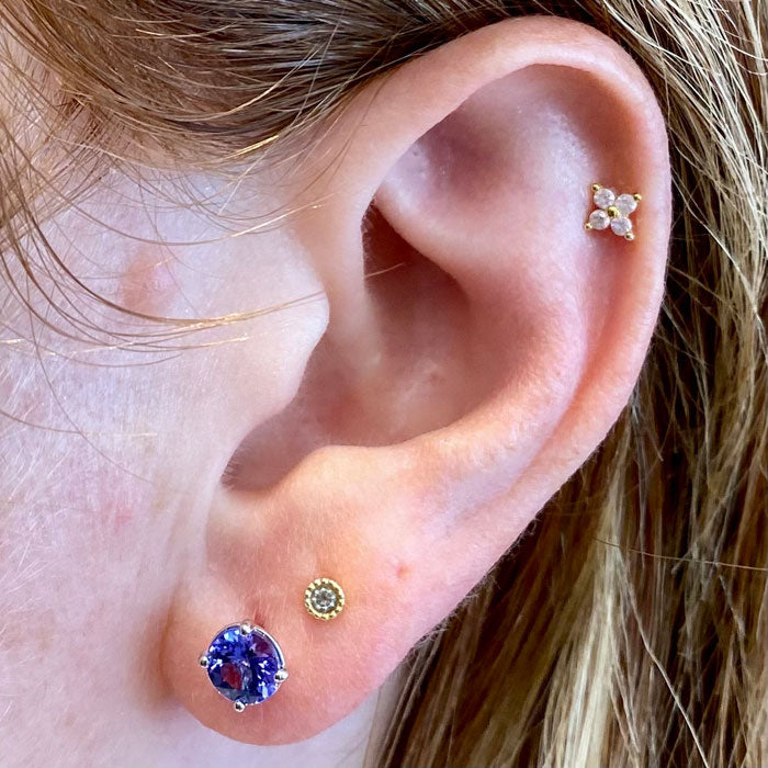 14K White Gold Tanzanite Stud Earrings 1.32 Carats