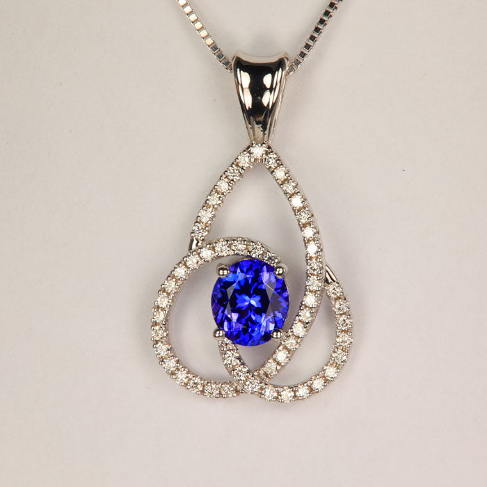 Elegant Oval Tanzanite & Diamond Pendant 1.72ct