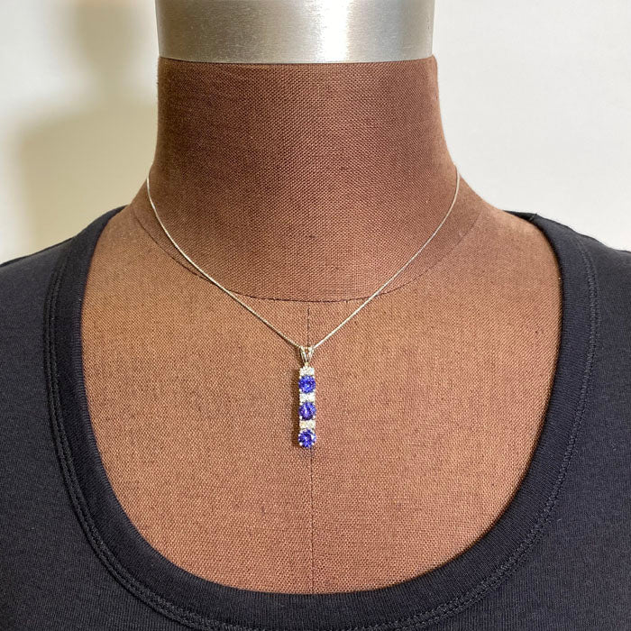 14K White Gold Tanzanite and Diamond Pendant 2.47 Carats