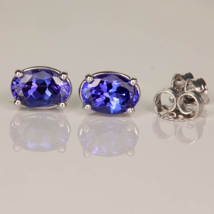 14k white Gold Oval Tanzanite Earrings 1.20ct