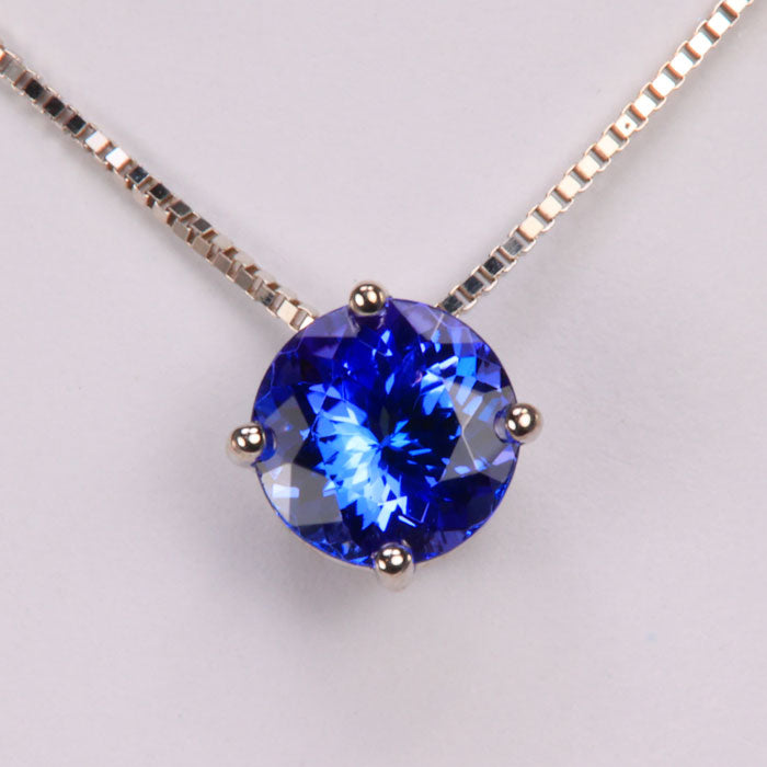 14K White Gold Box Link Tanzanite Necklace 1.52 Carats