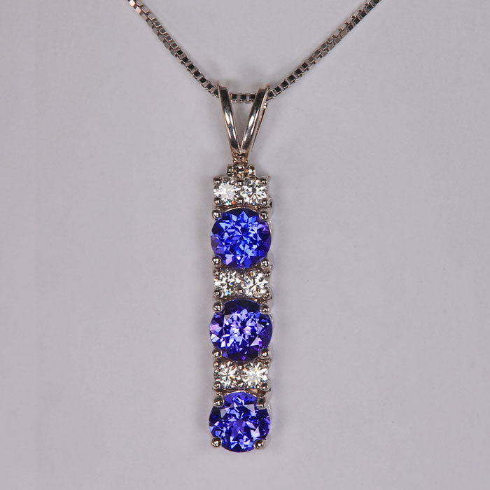 14K White Gold Tanzanite and Diamond Pendant 2.47 Carats