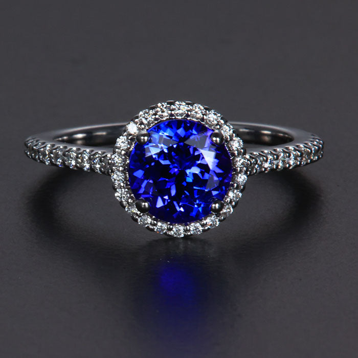 14K White Gold Tanzanite and Diamond Ring 1.69 Carats