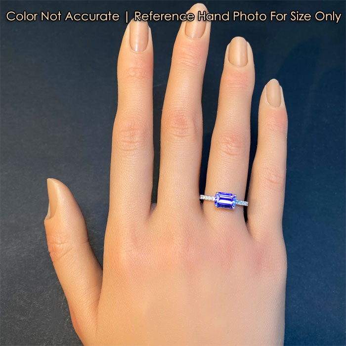 14K White Gold Emerald Cut Tanzanite Ring With Diamonds 2.07 Carats