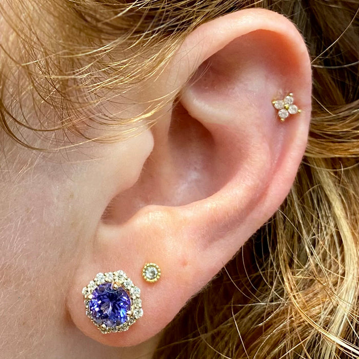14K Yellow Gold Tanzanite and Diamond Earrings 2.24 Carats