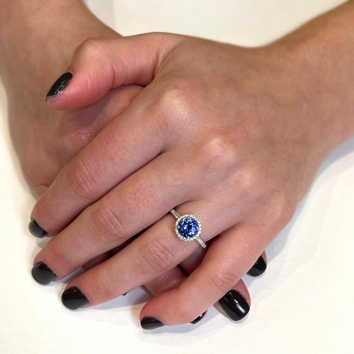 14K White Gold Tanzanite and Diamond Ring 1.69 Carats