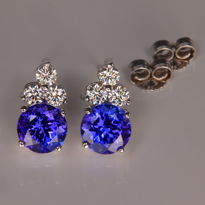 14K White Gold 2.37 Carat Tanzanite Earrings with Diamonds