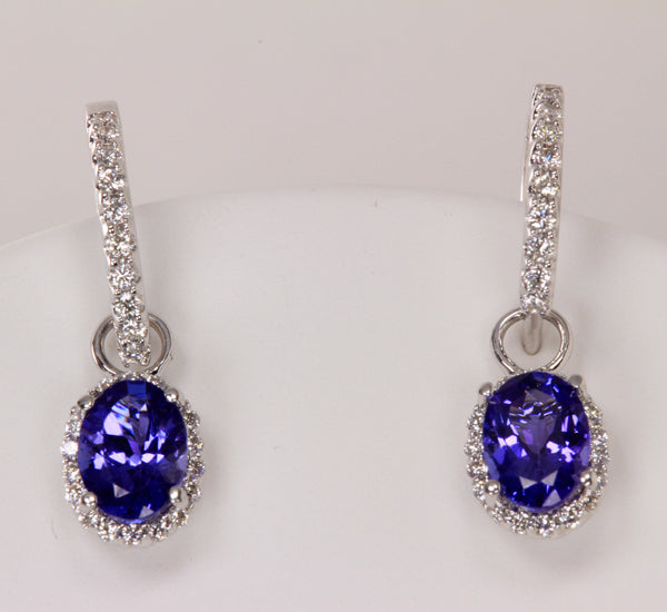 Tanzanite & Diamond Lever Back Earrings