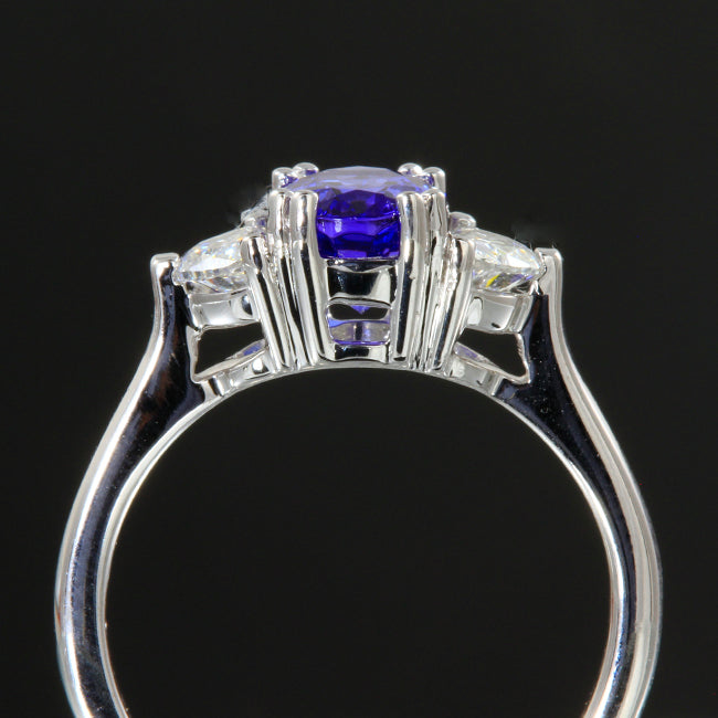 Tanzanite Ring With half Moon Diamonds