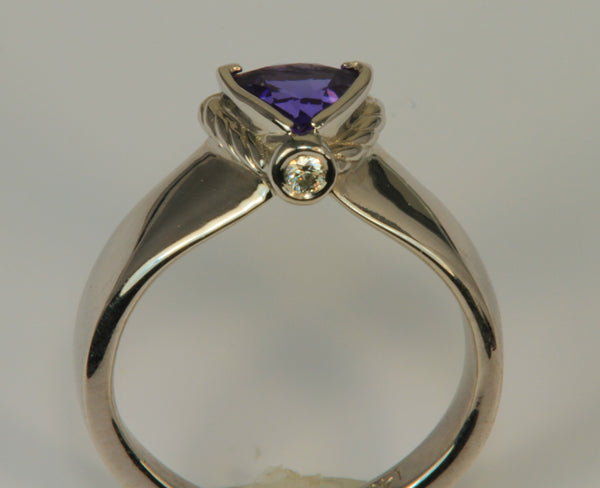 On hold Christopher Michael Designed .85 Carat Trilliant Tanzanite Ring With Diamond