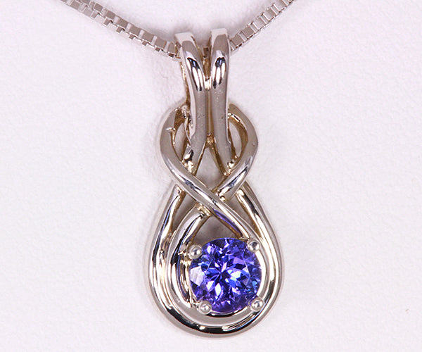 White Gold Tanzanite Pendant .61 Carat With Vivid Color