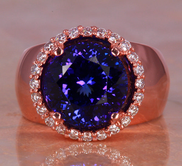 Tanzanite Rose Gold ring 6.72 Carat Designed By Christopher Michael