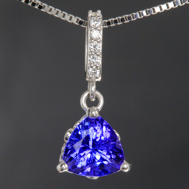 Tanzanite (1.86 Carat) Trilliant Pendant with Fine Diamonds