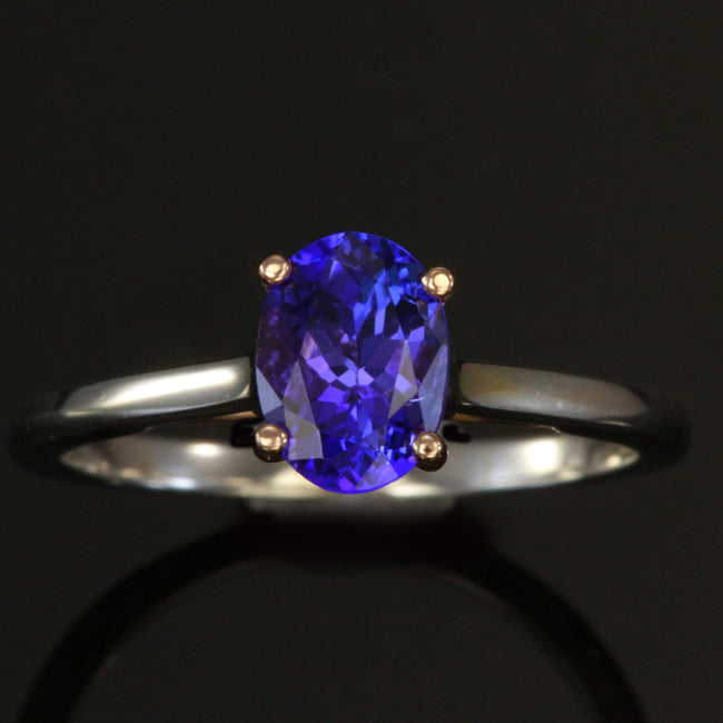 Tanzanite Ring in 14kt White and Rose Gold 1.34 Carats