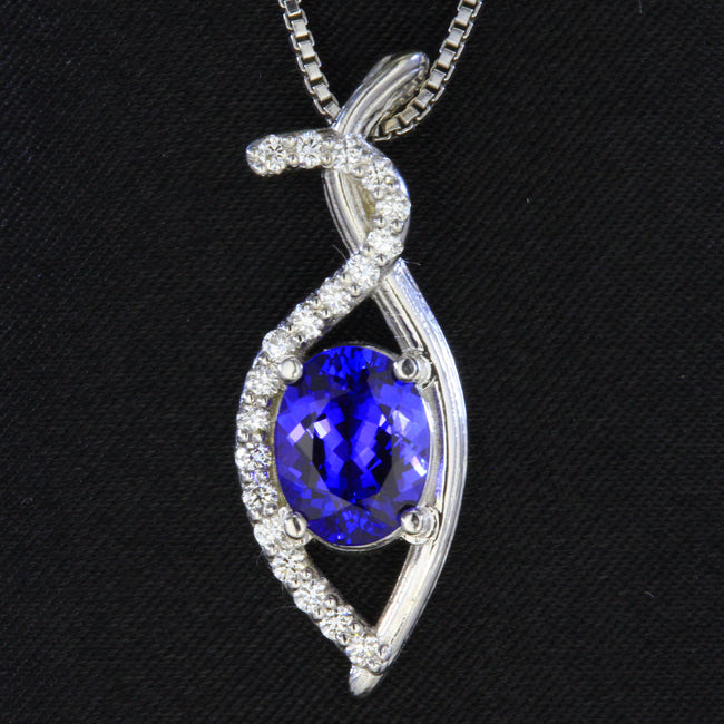 14K White Gold Tanzanite and Diamond Pendant by Christopher Michael 1.93 Carats