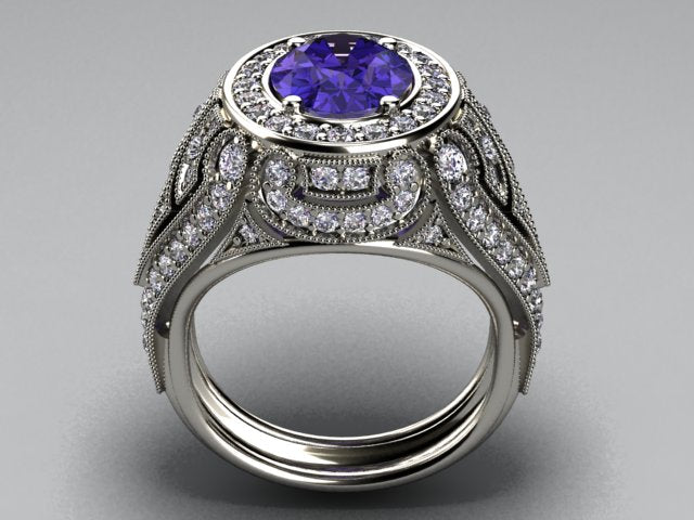 Diamond and Tanzanite Ring