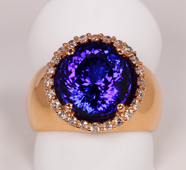 Tanzanite Rose Gold ring 6.72 Carat Designed By Christopher Michael