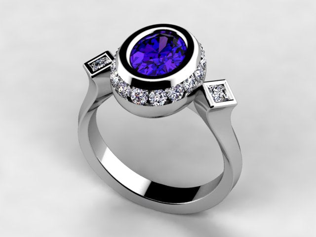 Christopher Michael Designed Ring with Oval Tanzanite